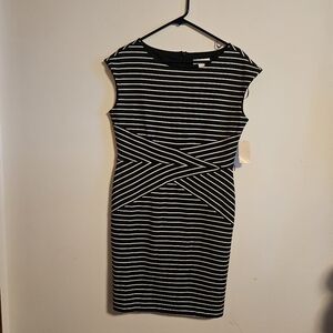 Coldwater Creek Black and White Striped Sleeveless Dress Size 12